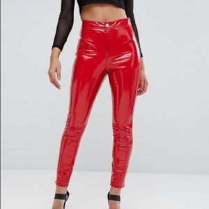 Asos Rivington Red Vinyl Pants